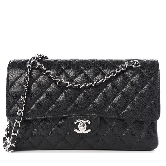 CHANEL Caviar Quilted Medium Double Flap Black